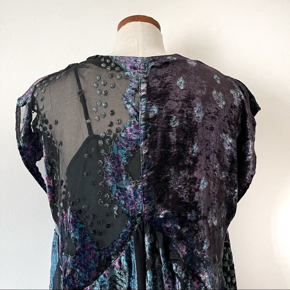 Free People Mended Scarves Velvet Mini Dress Purple XS NWOT View 6